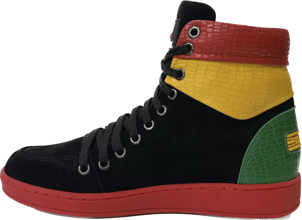Travel Fox 900's High Top Sneakers Men’s Multicolor Black Red Green Yellow Leather and Suede 922721 233