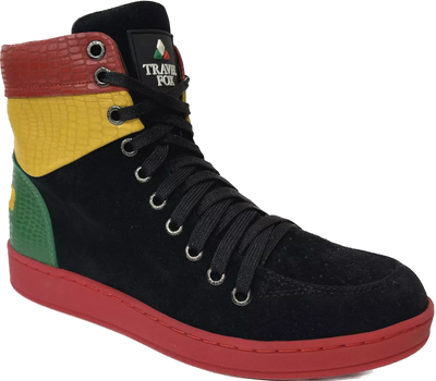 Travel Fox 900's High Top Sneakers Men’s Multicolor Black Red Green Yellow Leather and Suede 922721 233