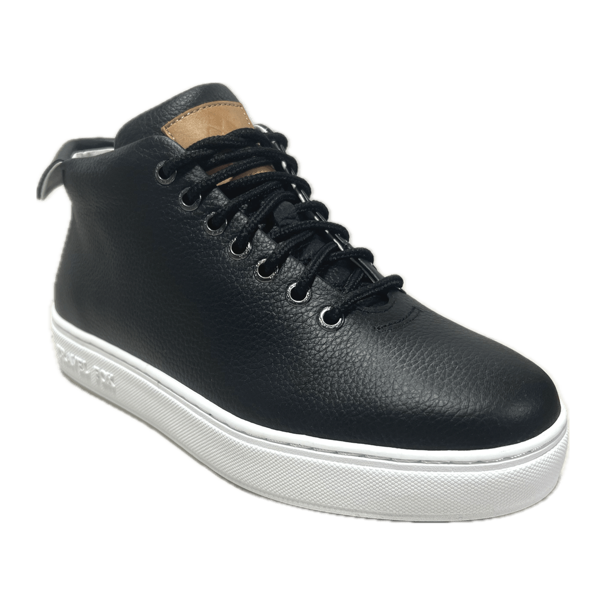 Travel Fox 915612 101 men's black mid-top sneakers, three-quarter view