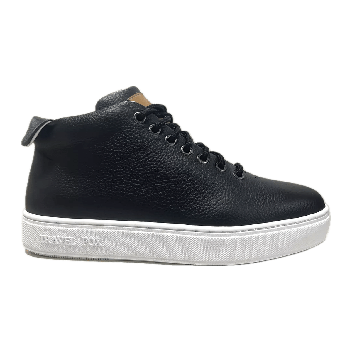 Travel Fox 915612 101 men's black mid-top sneakers, outer side view