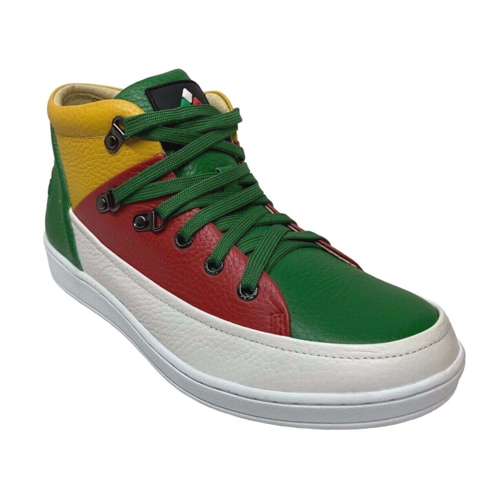 Travel Fox Cancun Men's RedGreenYellow Leather Mid Top Sneakers 916103 33