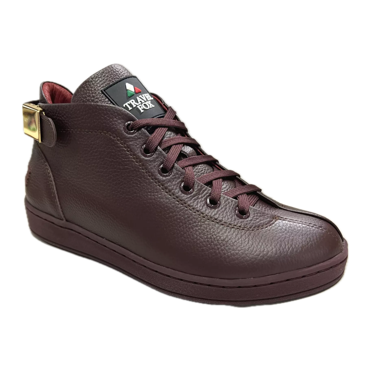 Travel Fox Malibu 915601 44 men's burgundy mid-top sneakers, three-quarter view