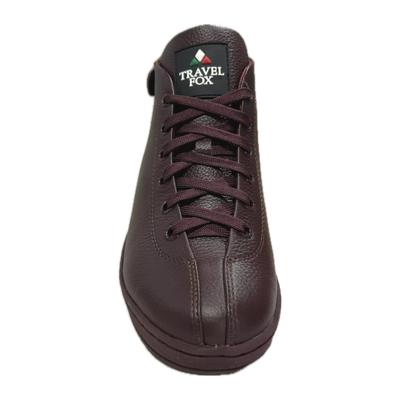 Travel Fox Malibu 915601 44 men's burgundy mid-top sneakers, elevated front and laces view