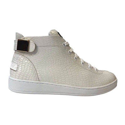 Travel Fox Malibu Men's White Nappa Leather Mid Top Sneakers 915601 007
