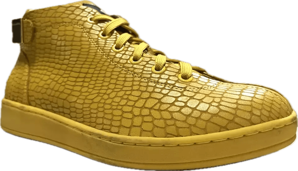 Travel Fox Malibu Mid Top Sneakers Men's Yellow Nappa Leather 915601 011
