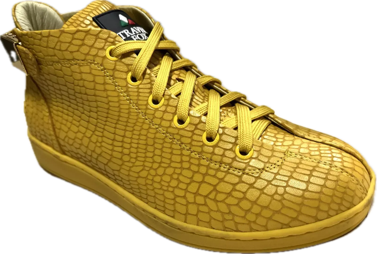 Travel Fox Malibu Mid Top Sneakers Men's Yellow Nappa Leather 915601 011