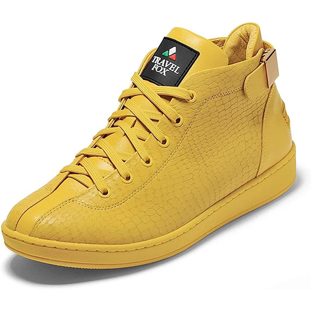 Travel Fox Malibu Mid Top Sneakers Men's Yellow Nappa Leather 915601 011