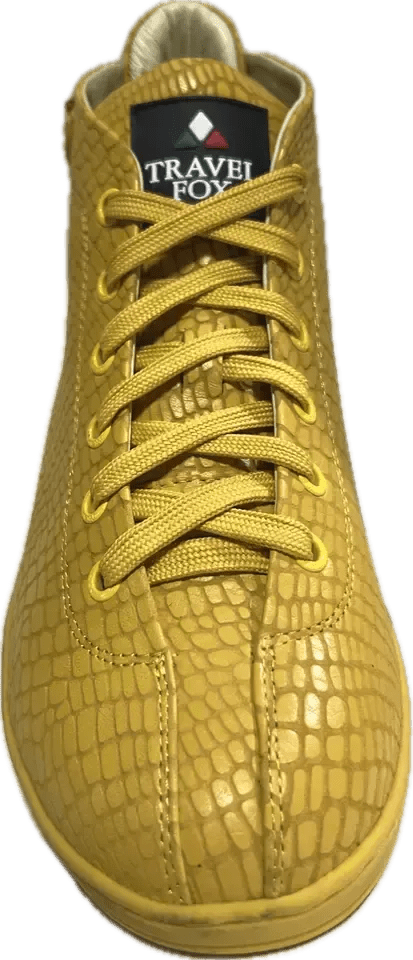 Travel Fox Malibu Mid Top Sneakers Men's Yellow Nappa Leather 915601 011