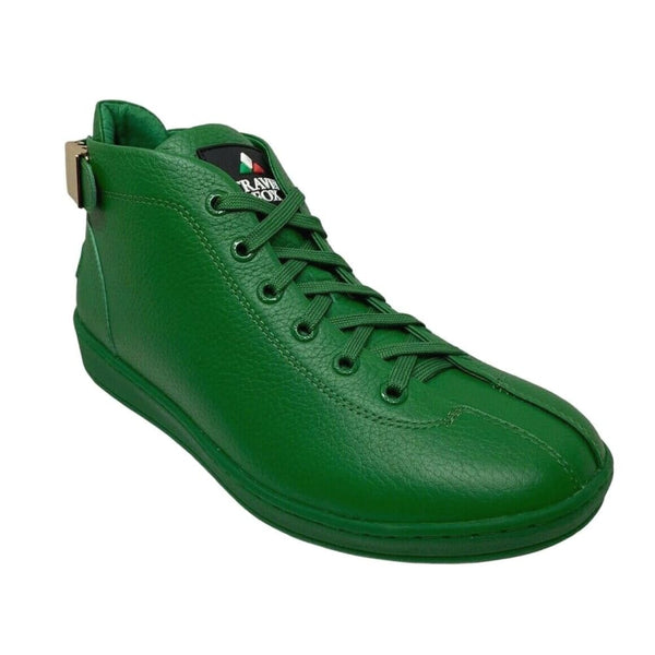 Travel Fox Men's Green Nappa Leather Mid Top Sneakers 915601 – Don