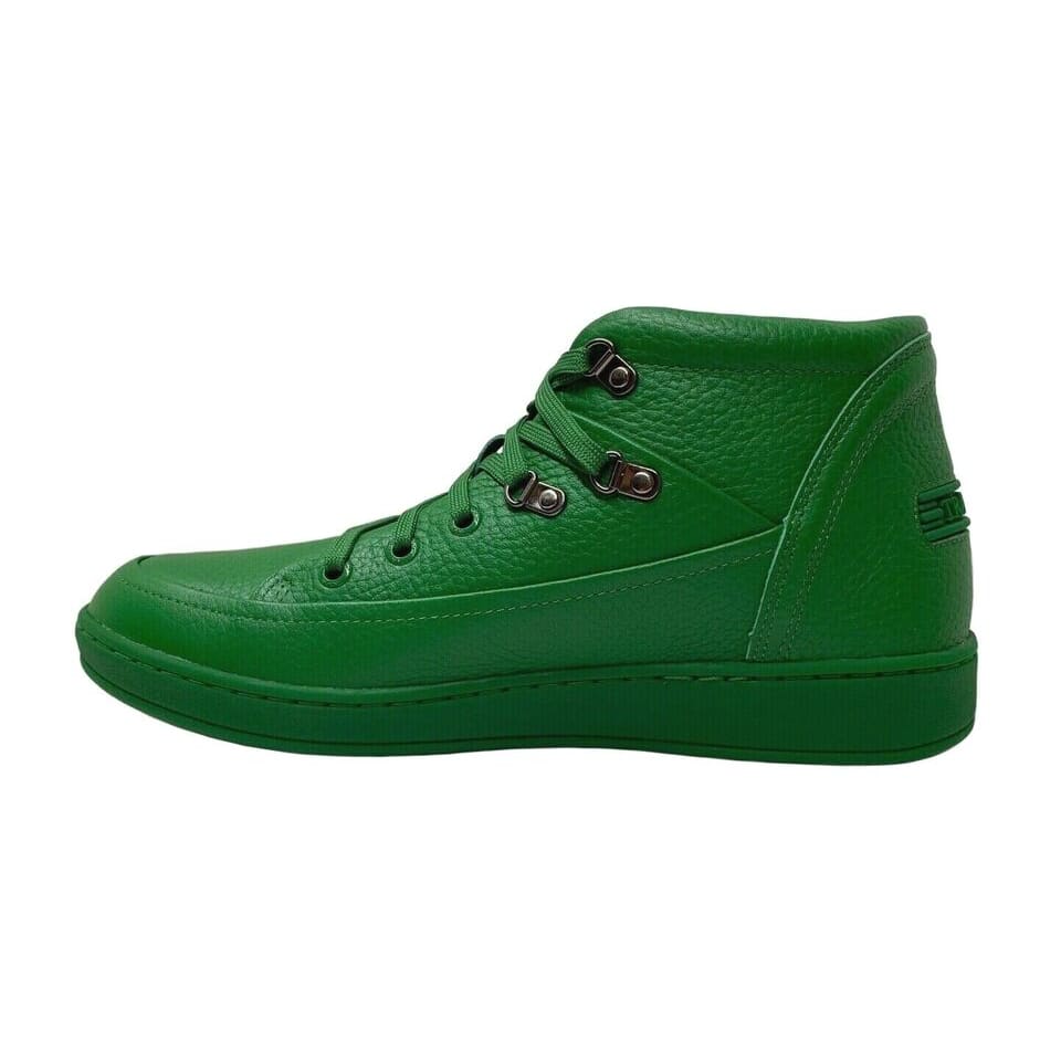 Travel Fox Men's Green Nappa Leather Mid Top Sneakers 916103 120