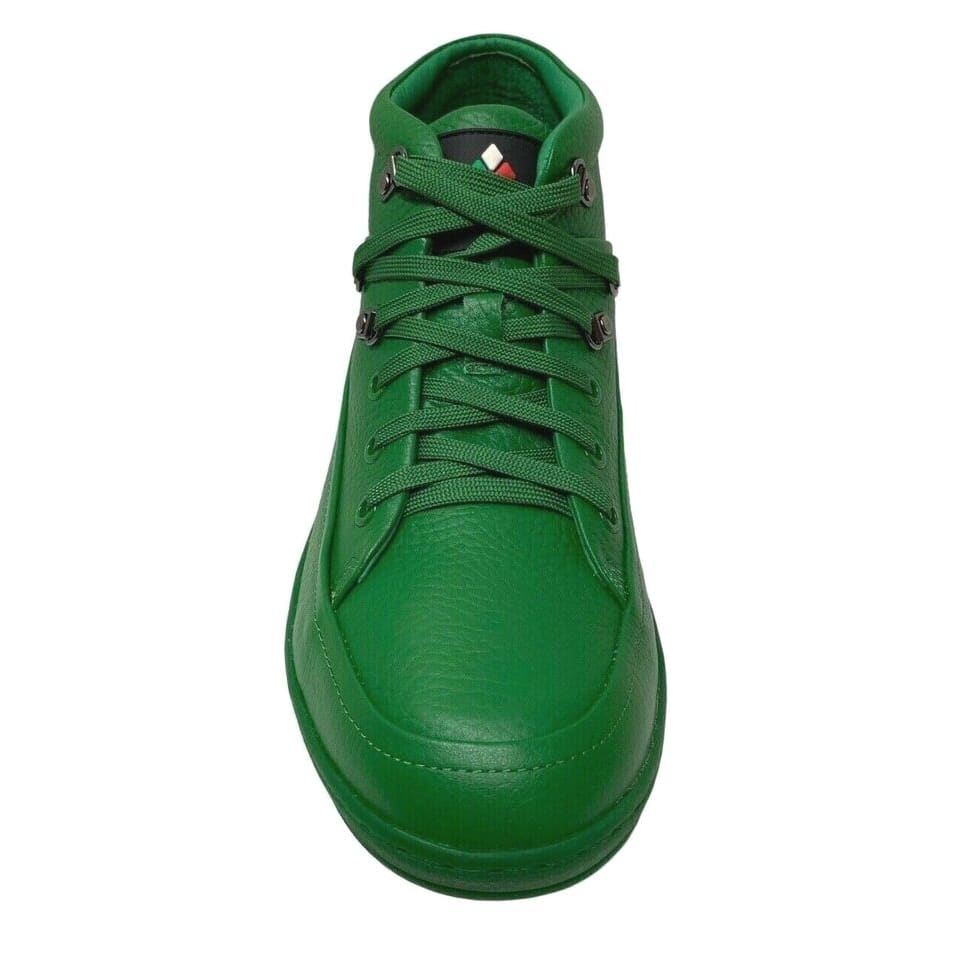 Travel Fox Men's Green Nappa Leather Mid Top Sneakers 916103 120