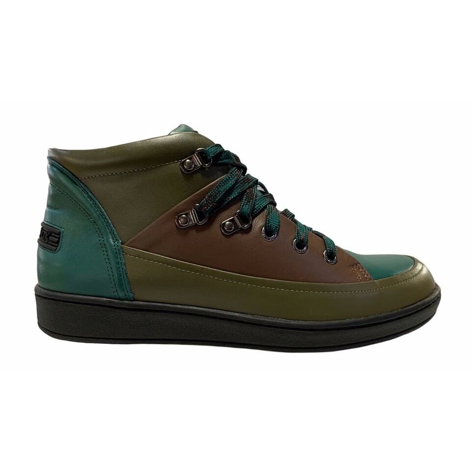 Travel Fox Men's Khaki Multi Green Leather Mid Top Sneakers 916103 181