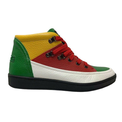 Travel Fox Men's Leather High Top Sneakers – Red, Green, White, Yellow, Black (916103133)
