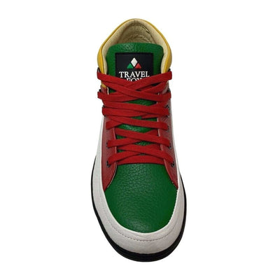 Travel Fox Men's Leather High Top Sneakers – Red, Green, White, Yellow, Black (916103133)