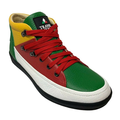 Travel Fox Men's Leather High Top Sneakers – Red, Green, White, Yellow, Black (916103133)