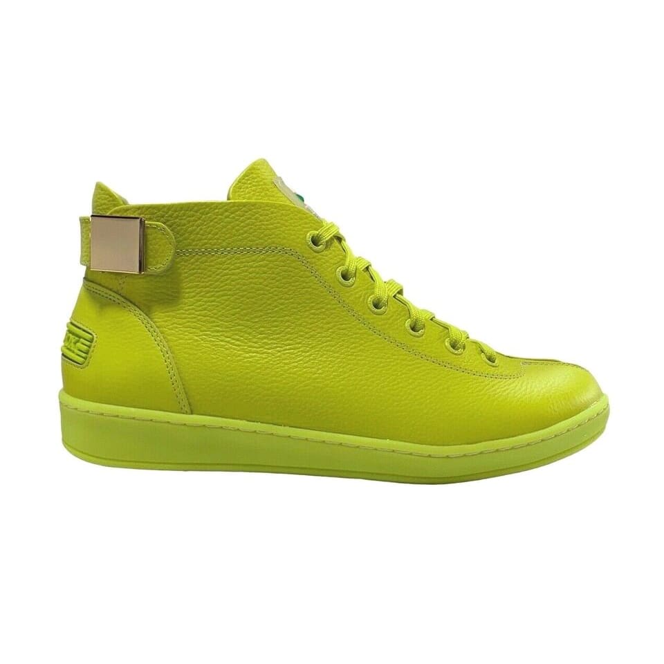 Futura Mid Heel Sneakers ライトグリーン Travel Fox Men's Neon Green Nappa Leather Mid | Don't Panic Shoes