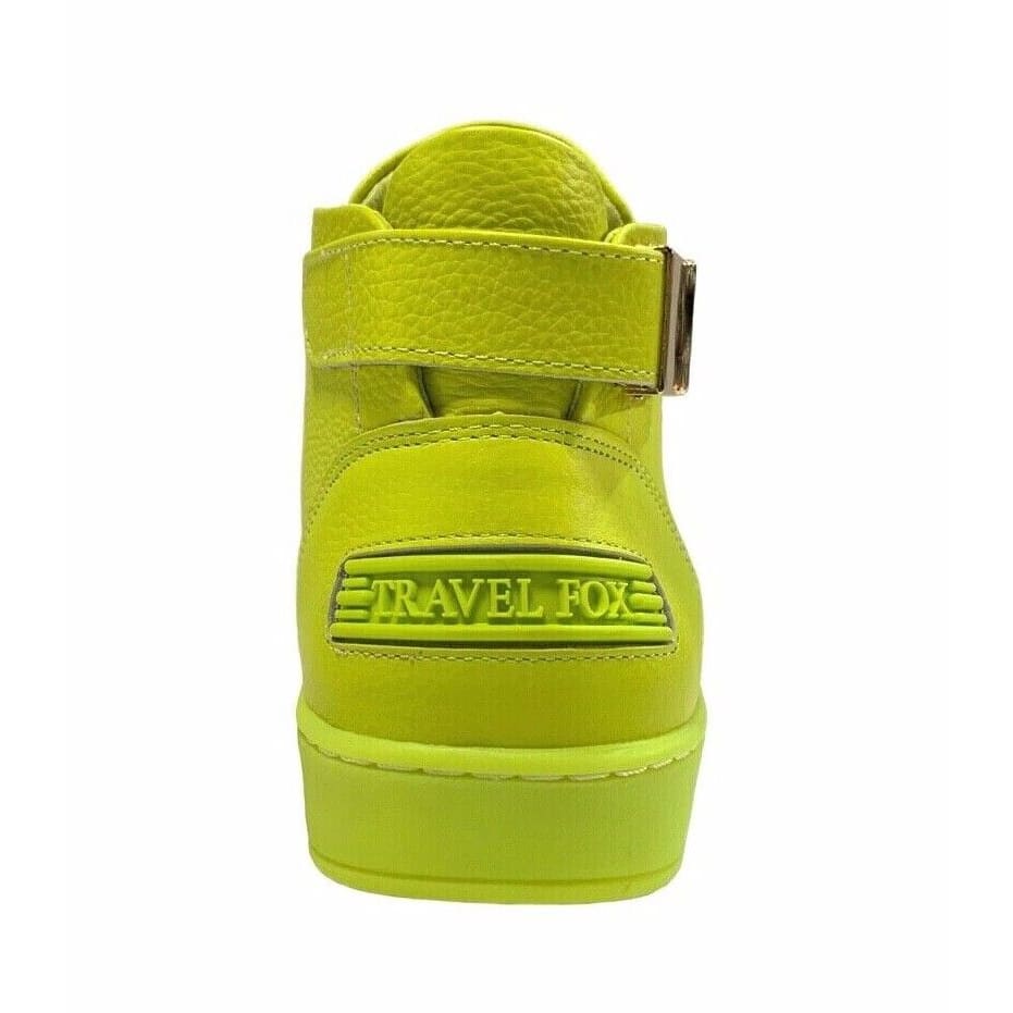 Travel Fox Men's Neon Green Nappa Leather Mid Top Sneakers 915601 39