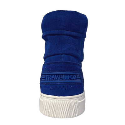 Travel Fox Men’s Royal Blue Rhinestone Suede High Top Sneakers – Luxury Italian Design, Limited Edition Streetwear 922005