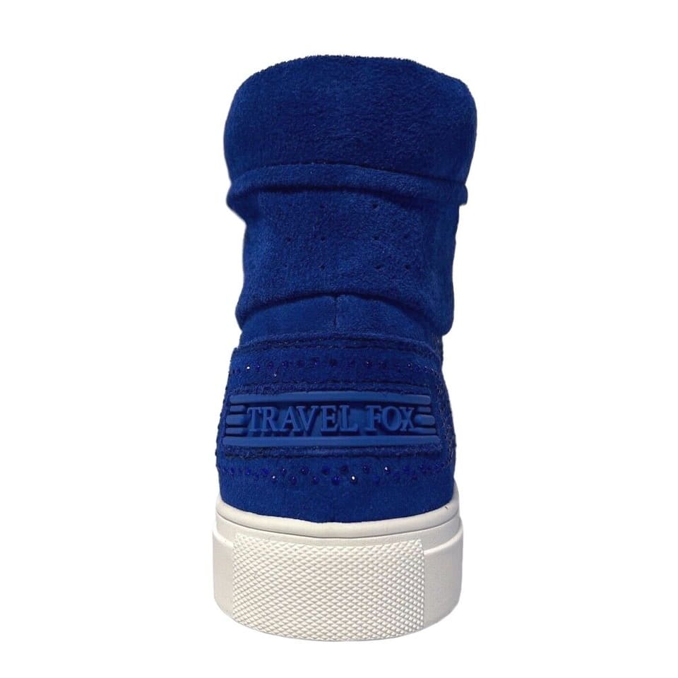 Travel Fox Men’s Royal Blue Rhinestone Suede High Top Sneakers – Luxury Italian Design, Limited Edition Streetwear 922005