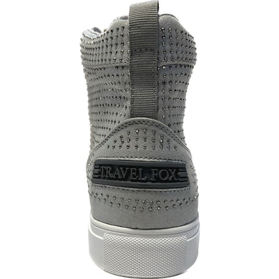 Travel Fox Men’s Silver Leather High Top Sneakers 921065 – Luxury Streetwear Metallic Finish Limited Edition
