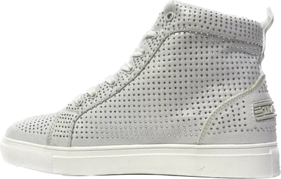 Travel Fox Men’s White & Silver Rhinestone Nappa Leather High Top Sneakers 921007 – Luxury Streetwear Premium Comfort Limited Edition