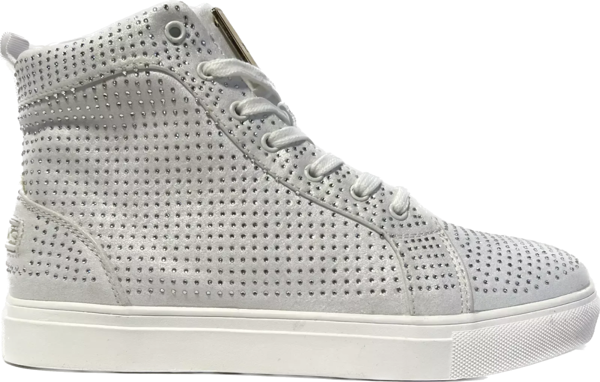 Travel Fox Men’s White & Silver Rhinestone Nappa Leather High Top Sneakers 921007 – Luxury Streetwear Premium Comfort Limited Edition