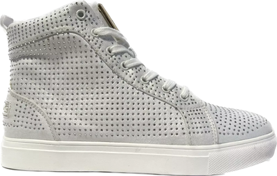 Travel Fox Men’s White & Silver Rhinestone Nappa Leather High Top Sneakers 921007 – Luxury Streetwear Premium Comfort Limited Edition