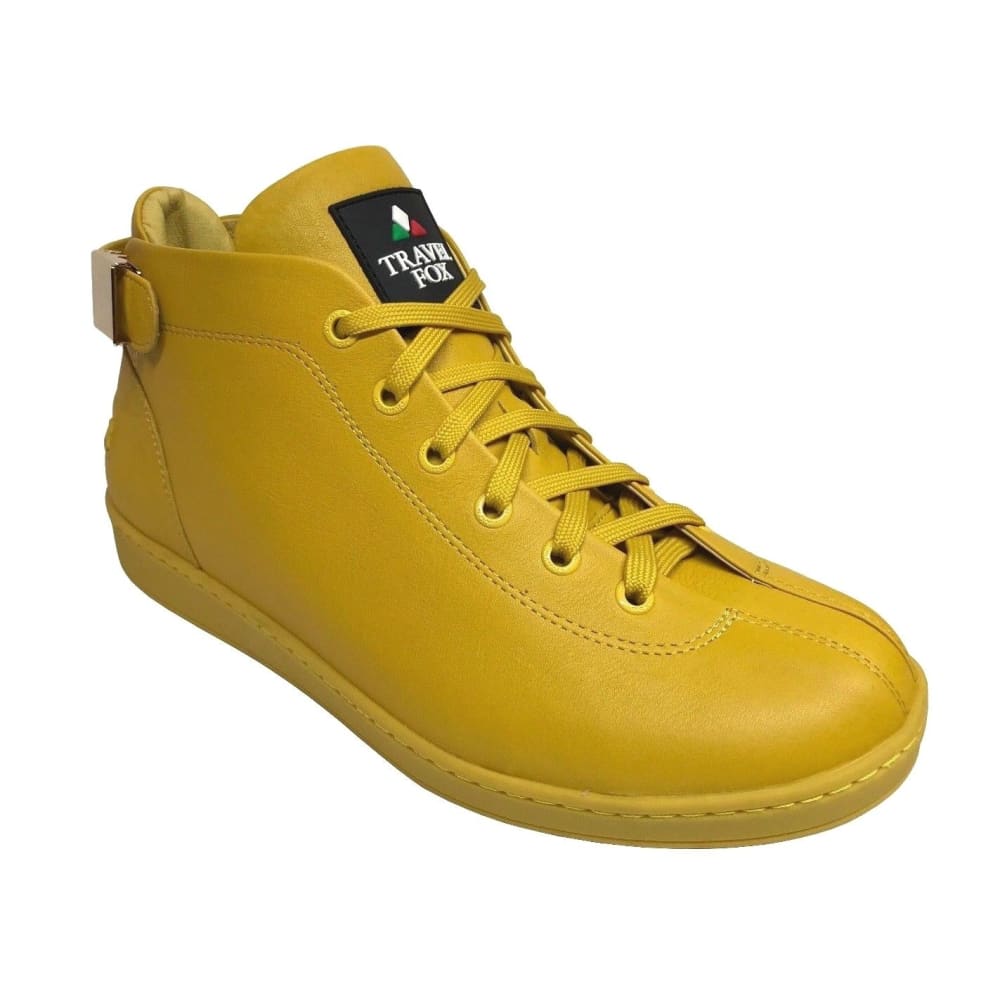 Travel Fox Men's Yellow Nappa Leather High Top Sneakers 915601 11
