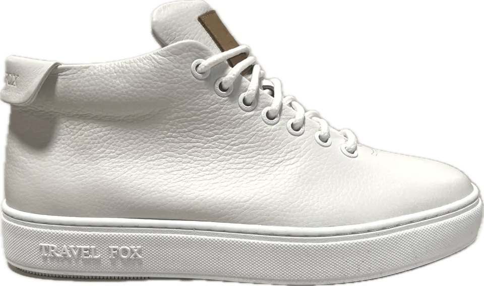 Travel Fox Mid Top 30th Anniversary Men's White Nappa Leather Sneakers 915612 107