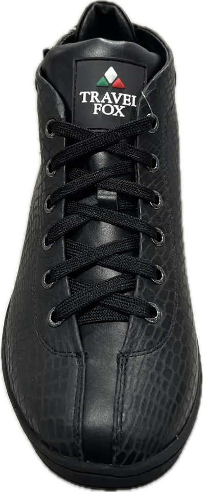Travel Fox Spider Men's Black Leather Mid Top Sneakers 915602 85