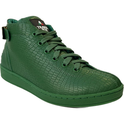 Travel Fox Spider Men's Green Nappa Leather Mid Top Sneakers 915601020