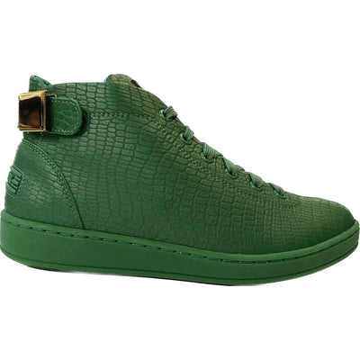 Travel Fox Spider Men's Green Nappa Leather Mid Top Sneakers 915601020