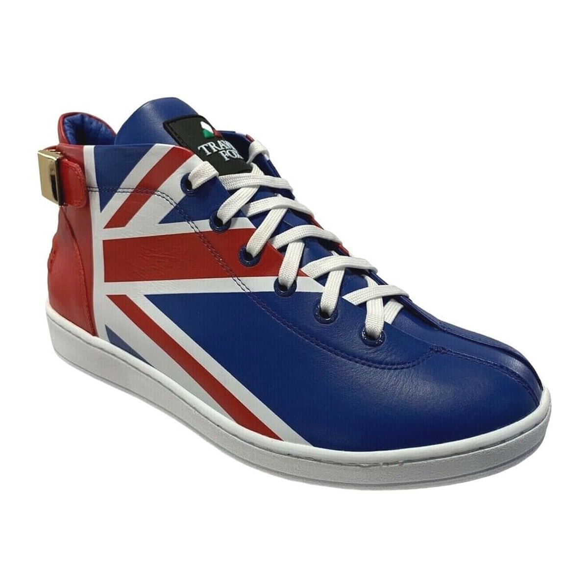 Travel Fox Union Jack 915601 21 men's red, white and blue mid-top sneakers, three-quarter view