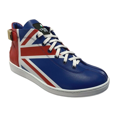 Travel Fox Union Jack 915601 21 men's red, white and blue mid-top sneakers, three-quarter view