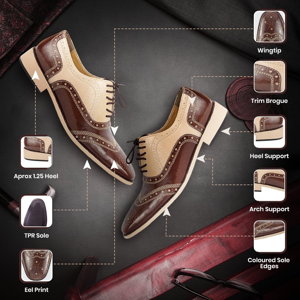 Liberty Zeno Tremont Genuine Leather Oxford Style Brogue Dress Shoes