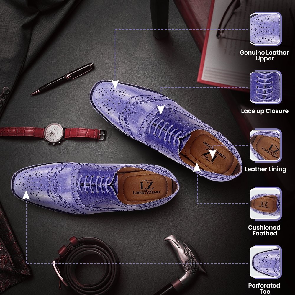 Liberty Zeno Tremont Genuine Leather Oxford Style Brogue Dress Shoes