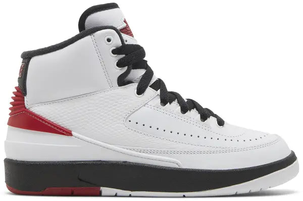Air Jordan 2 Retro OG 'Chicago' Big Kids' (GS) Sneakers — White/Varsity Red/Black Leather Mid-Top