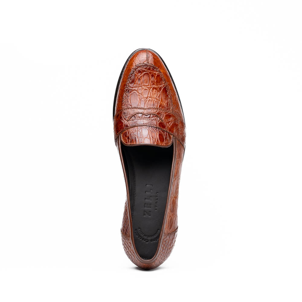 Zelli Italia 11-119-CGN TUSCANY Crocodile Penny Loafer, Cognac Back View