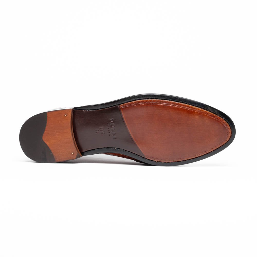 Zelli Italia 11-119-CGN TUSCANY Crocodile Penny Loafer, Cognac Detail View