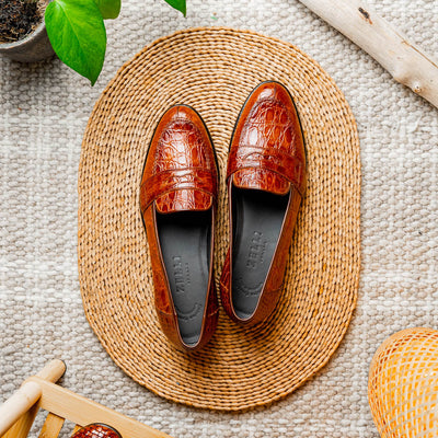 Zelli Italia 11-119-CGN TUSCANY Crocodile Penny Loafer, Cognac View 12