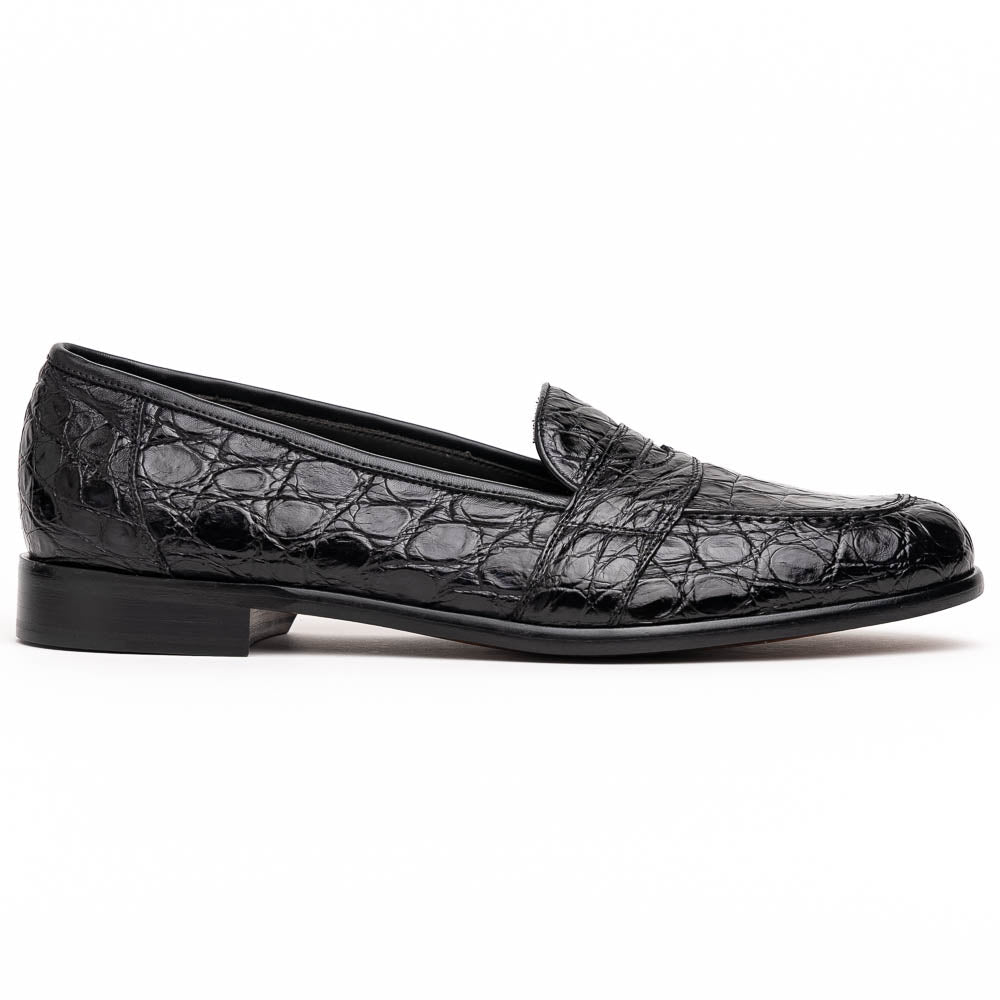 Zelli Italia 11-119-BKM (BLK) TUSCANY Crocodile Penny Loafer, Black Front View