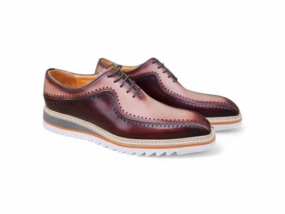 Carrucci Shoes Two Tone Hand Burnished Brogue Oxford Calfskin KS55005T