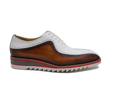 Carrucci Shoes Two Tone Hand Burnished Brogue Oxford Calfskin KS55005T