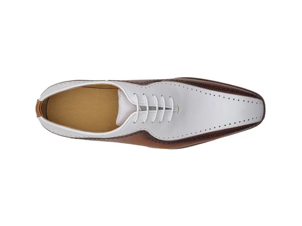 Carrucci Shoes Two Tone Hand Burnished Brogue Oxford Calfskin KS55005T