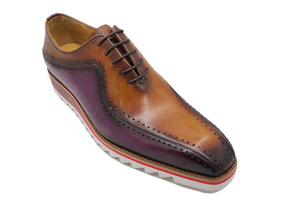 Carrucci Shoes Two Tone Hand Burnished Brogue Oxford Calfskin KS55005T