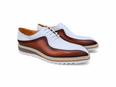 Carrucci Shoes Two Tone Hand Burnished Brogue Oxford Calfskin KS55005T