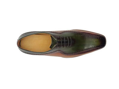 Carrucci Shoes Two Tone Hand Burnished Brogue Oxford Calfskin KS55005T