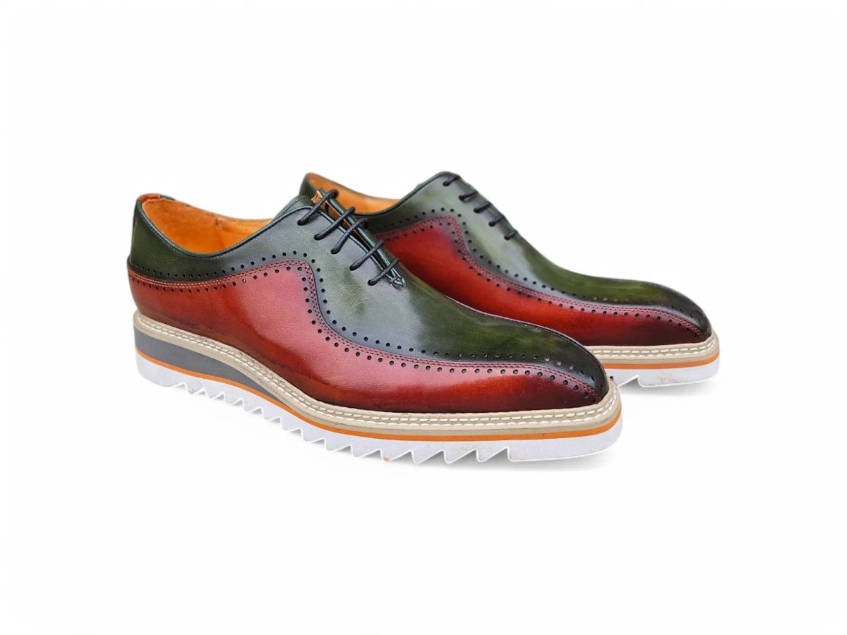 Carrucci Shoes Two Tone Hand Burnished Brogue Oxford Calfskin KS55005T
