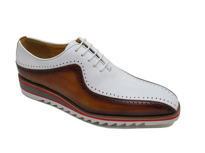 Carrucci Shoes Two Tone Hand Burnished Brogue Oxford Calfskin KS55005T