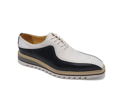 Carrucci Shoes Two Tone Hand Burnished Brogue Oxford Calfskin KS55005T